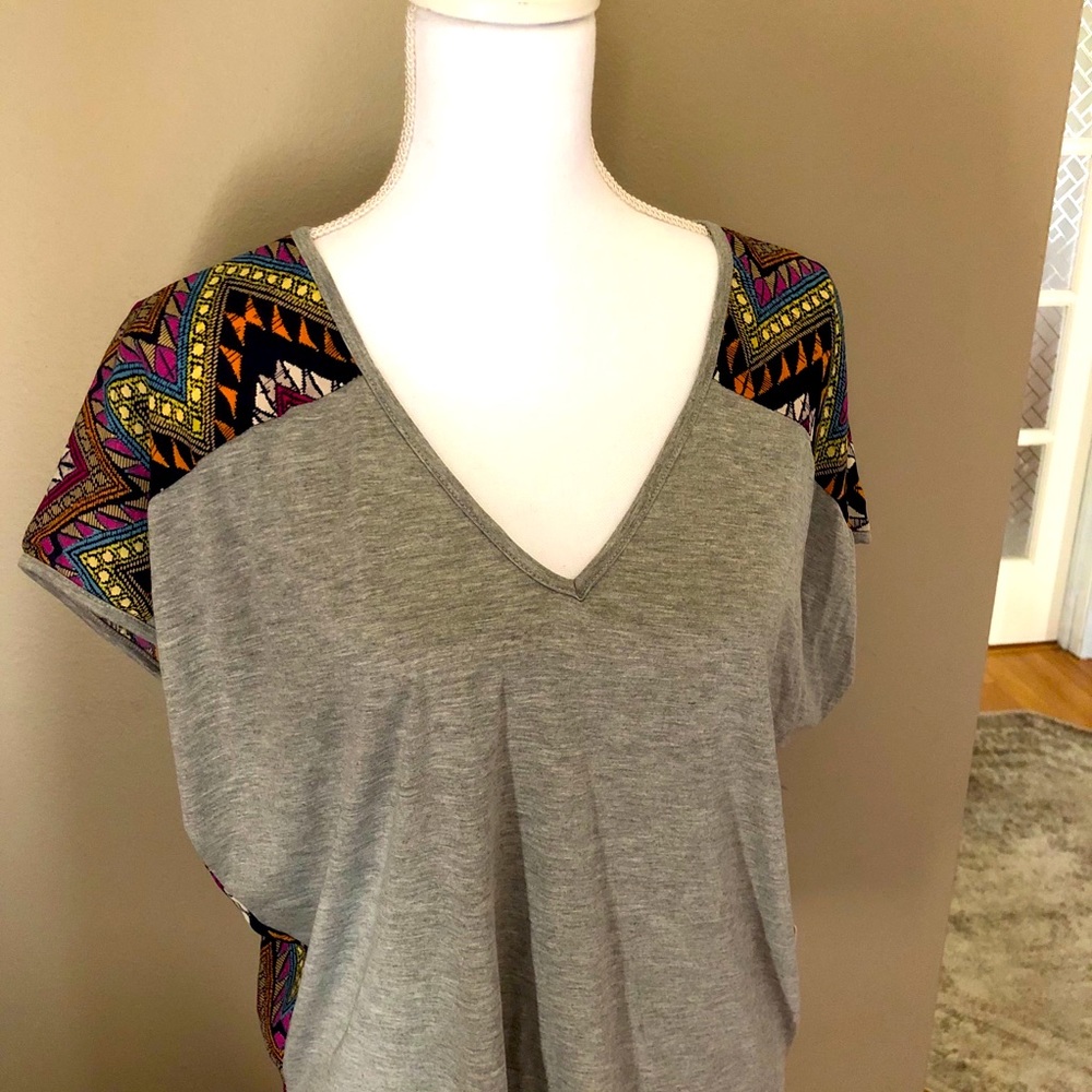 Mixed media dolman sleeve top